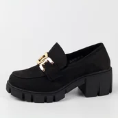 Mokasyny damskie - Czarne zamszowe półbuty damskie, mokasyny na trapery Vinceza 37100 - miniaturka - grafika 1