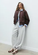 Kurtki damskie - Stradivarius Kombinowana kurtka bomber Fioletowy XL - miniaturka - grafika 1