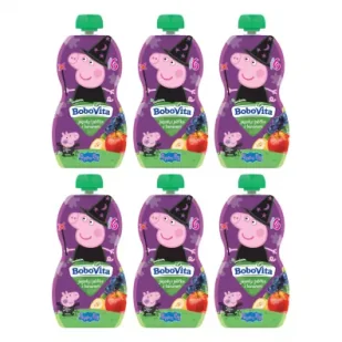 BoboVita Świnka Peppa Mus jagody jabłka banan po 6 miesiącu Zgrzewka 6 x 100 g - Desery dla dzieci - miniaturka - grafika 1