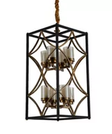 Lampy sufitowe - Lumina Deco Deco LAMPA WISZĄCA LOFT CZARNO-MOSIĘŻNA QUADRATO DUO LDP 1223-8 (BK+MD) - miniaturka - grafika 1