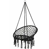 Hamaki - ROYOKAMP Hamak ażurowy fotel wiszący 80x60cm luxe z poduszką czarny vic-24068-0 - miniaturka - grafika 1