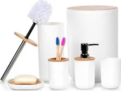 Akcesoria łazienkowe - Vilde ZESTAW ŁAZIENKOWY 6 ELEMENTOWY 568054 biały - miniaturka - grafika 1