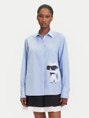 Koszule damskie - KARL LAGERFELD Koszula A3W11029 Niebieski Regular Fit - miniaturka - grafika 1