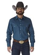 Koszule męskie - Wrangler Męska koszula robocza z długim rękawem o kroju kowbojskim z długim rękawem i zapięciem na zatrzask, Ciemny Zielononiebieski (Dark Teal), L Długi - miniaturka - grafika 1