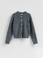 Swetry damskie - Reserved - Kardigan z domieszką wełny - szary - miniaturka - grafika 1