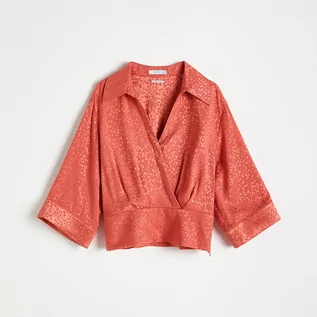 Bluzki damskie - Reserved Bluzka o kroju kimono - Różowy - grafika 1