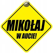 Akcesoria do fotelików - MIKOŁAJ W AUCIE - PLAKIETKA - TABLICZKA - PRZYSSAWKA DO SAMOCHODU - miniaturka - grafika 1
