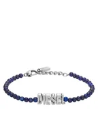 Bransolety męskie - Diesel Bransoletka Blue Agate Beaded Bracelet DX1544040 Niebieski - miniaturka - grafika 1
