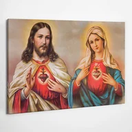 Ikony i obrazy sakralne - Jezus Maryja Serca - obraz polycanvas, 100x70 - miniaturka - grafika 1