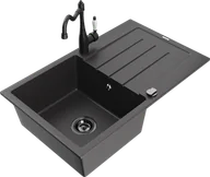 Zlewozmywaki z baterią - Mexen Bruno zlewozmywak granitowy 1-komorowy z ociekaczem i baterią kuchenną Carla, czarny nakrapiany - 6513-76-670700-70-B - miniaturka - grafika 1