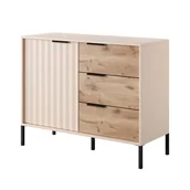 Komody - Komoda 103 D3S Rave Laski Meble Beż Mat / Dąb Wiking - miniaturka - grafika 1