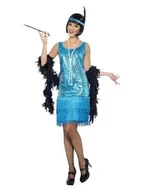 Stroje karnawałowe - Stroje dla dorosłych, flapper niebieski cekiny, rozmiar XL - miniaturka - grafika 1