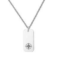 Naszyjniki - Naszyjnik podróżnika srebrny nieśmiertelnik z symbolem natury i wypraw ze stali szlachetnej KOMPAS - Manoki - miniaturka - grafika 1