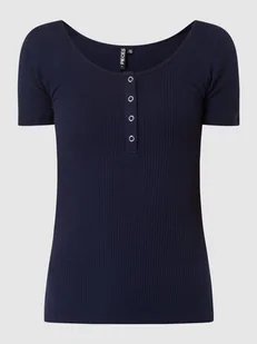 T-shirt z prążkowaną fakturą model ‘Kitte’ - Koszulki i topy damskie - miniaturka - grafika 1