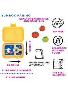 Średni prostokątny lunchbox Yumbox Panino - yoyo yellow / polar bear tray - Lunch boxy - miniaturka - grafika 3