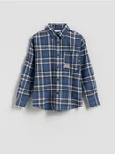 Bluzki dla chłopców - Reserved - Bawełniana koszula w kratę - jasnoniebieski - miniaturka - grafika 1