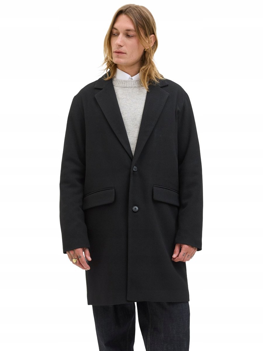 JACK JONES CZARNY KLASYCZNY PŁASZCZ WEŁNIANY MĘSKI XL 16BA