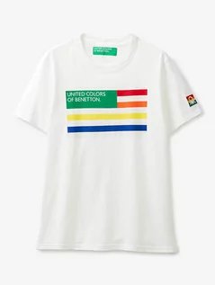 Koszulki męskie - Benetton T-shirt w kolorze białym - grafika 1