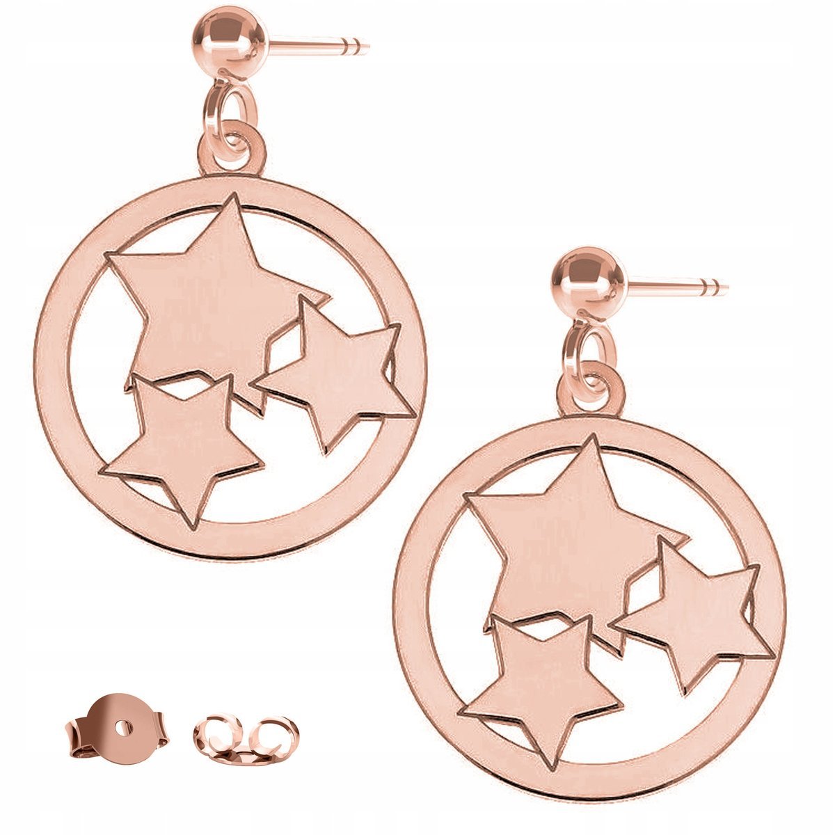 Kolczyki Gwiazdki Gwiazda różowe złoto 925