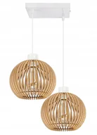 Lampy sufitowe - Lampa wisząca żyrandol zwis sufit klosz drewno 2 - miniaturka - grafika 1