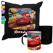 Gadżety dla niej i dla niego - ZESTAW KUBEK MAGICZNY + POSZEWKA Z PODUSZKĄ- CZERWONE AUTO + IMIĘ - miniaturka - grafika 1