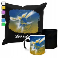 Gadżety dla niej i dla niego - ZESTAW KUBEK MAGICZNY + POSZEWKA Z PODUSZKĄ- NBA GOLDEN STATE KLUBY + IMIĘ - miniaturka - grafika 1