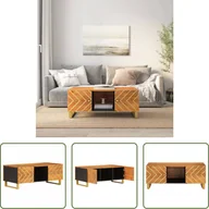 Ławy i stoliki kawowe - The Living Store Stolik kawowy brązowo-czarny 100x54x40 cm lite drewno mango - miniaturka - grafika 1