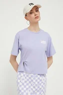Koszulki sportowe damskie - Vans t-shirt bawełniany kolor fioletowy - miniaturka - grafika 1