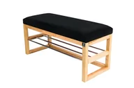 Ławki do przedpokoju - Ławka na buty LPG-2 170cm EMRAWOOD drewno lite kolor naturalny siedzisko gładkie kolor czarny - miniaturka - grafika 1