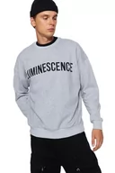 Bluzy męskie - TRENDYOL Męska bluza - beżowa - oversize, Szary, M - miniaturka - grafika 1