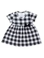 Body dla niemowląt - Niemowlęce sukienko-body kratka biało-czarny Nicol,r.74 - miniaturka - grafika 1