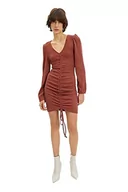 Sukienki - Trendyol Damska mini obcisła sukienka z dzianiny, Czerwone płytki, XL - miniaturka - grafika 1