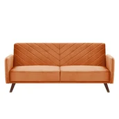 Sofy i kanapy - Beliani Sofa rozkładana welurowa pomarańczowa SENJA - miniaturka - grafika 1