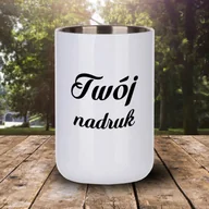 Kubki - Prosty kubek 350 ml ze stali nierdzewnej z Twoim nadrukiem - biały - miniaturka - grafika 1