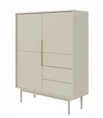 Komody - Komoda wysoka Viviaro trzydrzwiowa z trzema szufladami 104 cm Szary beż - miniaturka - grafika 1
