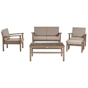 Meble ogrodowe - Zestaw ogrodowy z certyfikowanego drewna 4-osobowy ciemny MANILA - miniaturka - grafika 1