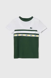 Koszulki dla chłopców - Lacoste t-shirt dziecięcy kolor zielony z nadrukiem - grafika 1