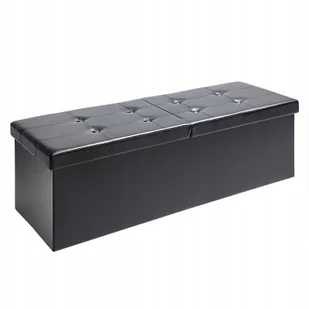 Pufa ze schowkiem siedzisko puf tapicerowana składana otwierana duża czarny - Pufy i podnóżki - miniaturka - grafika 1