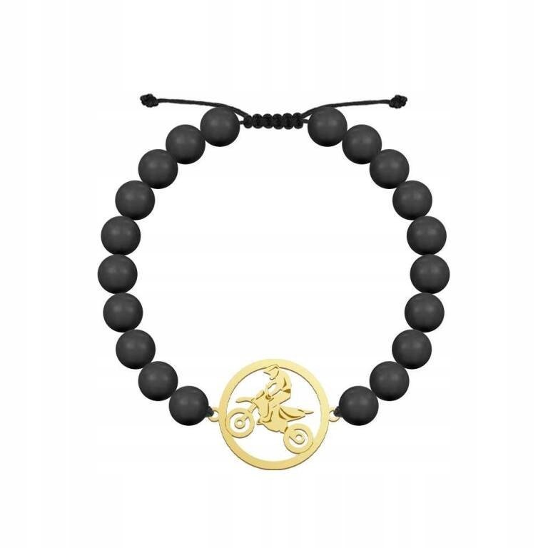 Złota Bransoleta Motocross Męska Perły Prezent 925 GRAWER GRATIS