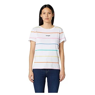 Wrangler Damska koszulka o regularnym kroju, wielokolorowy (Real White Xw1), XS - Koszulki i topy damskie - miniaturka - grafika 1