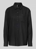 Koszule damskie - Bluzka koszulowa o kroju relaxed fit z mieszanki wiskozy i lnu model ‘PIA’ - miniaturka - grafika 1