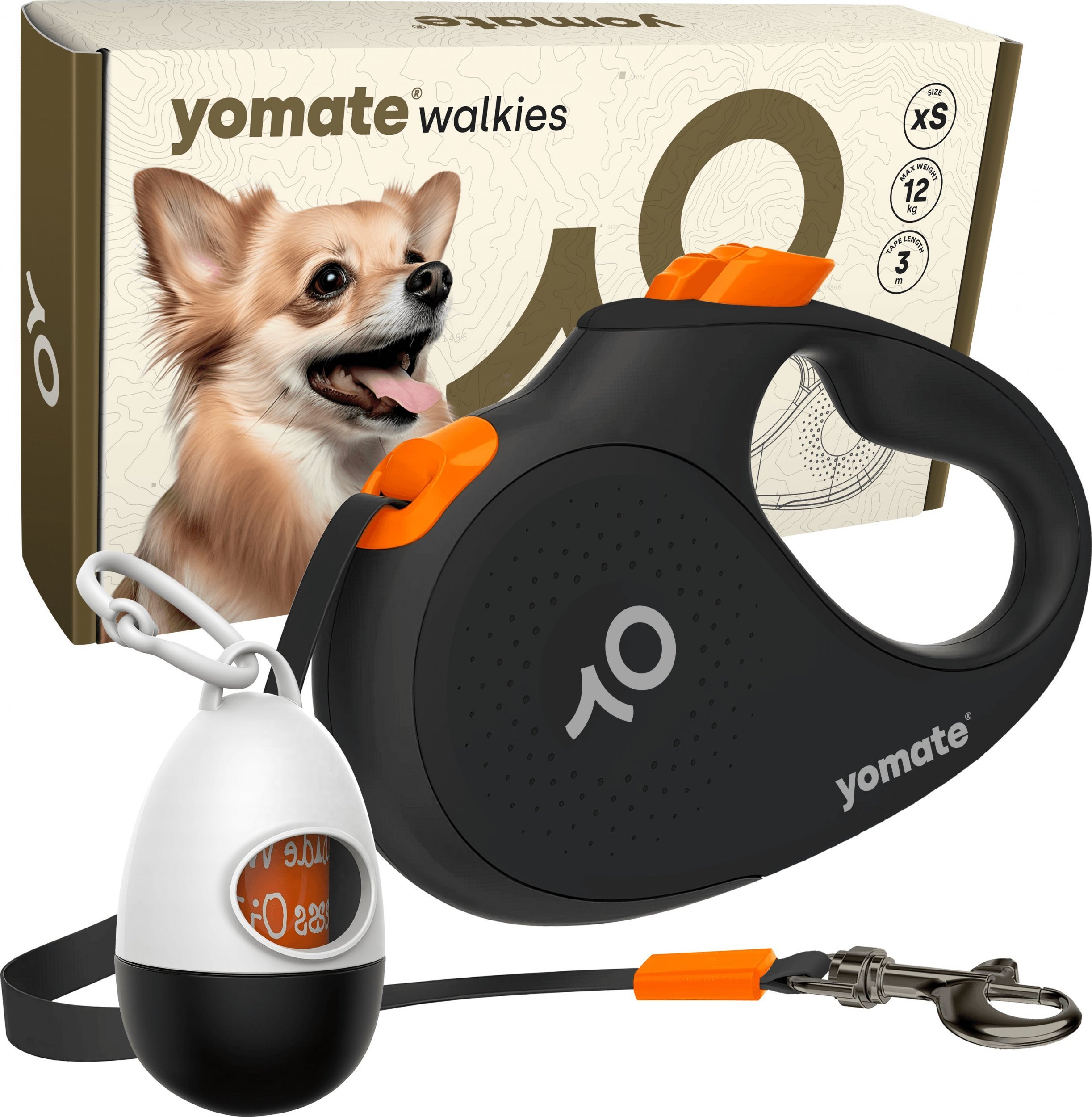 Yomate YOMATE! SMYCZ AUTOMATYCZNA DLA MAŁEGO PSA ZWIJANA Z BLOKADĄ + POJEMNIK