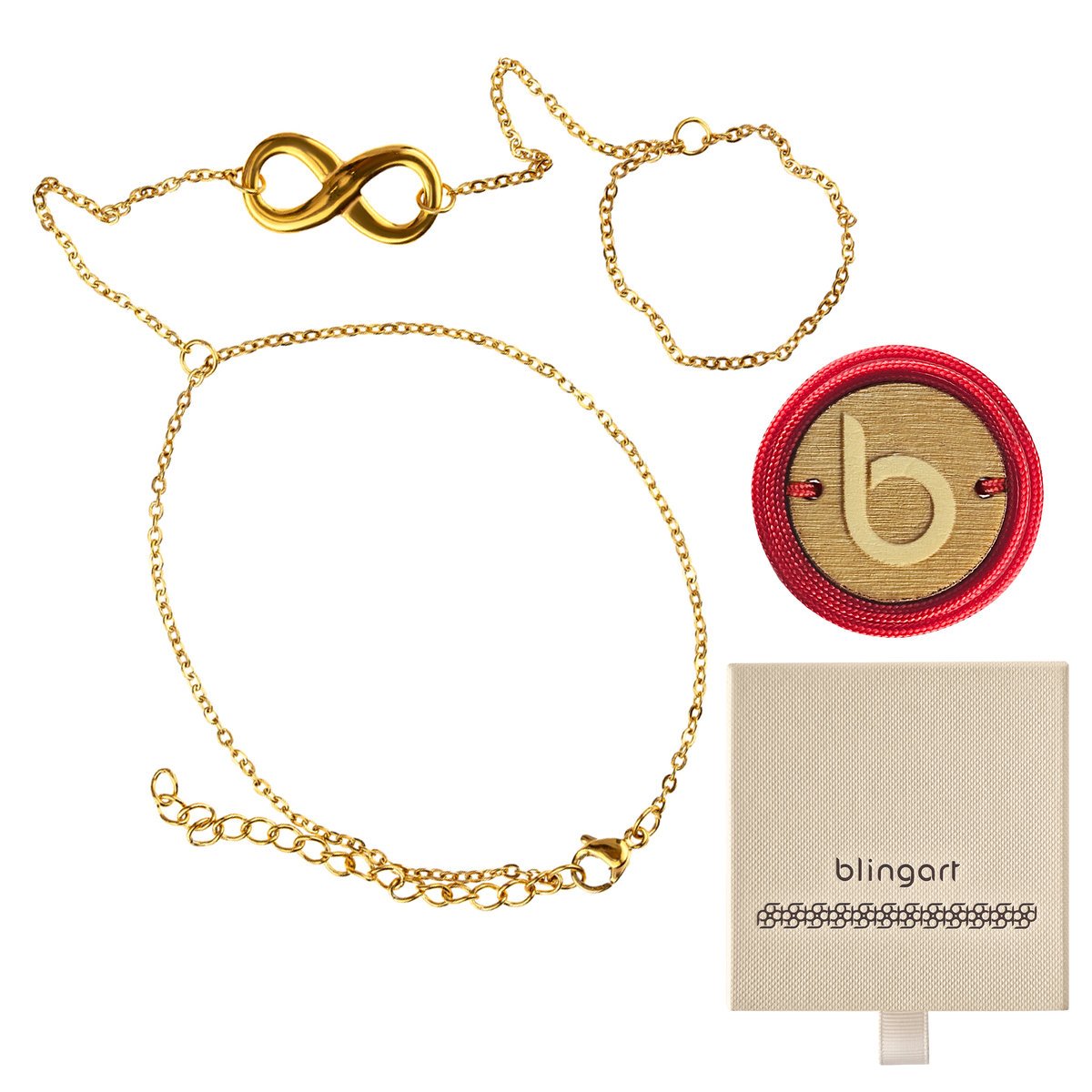 Bransoletka damska na palec 2w1 nieskończoność pozłacana BLINGART