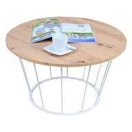 Ławy i stoliki kawowe - Skandynawski stolik kawowy z białym stelażem dąb artisan B0-S45 - miniaturka - grafika 1