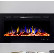 Kominki elektryczne - VENTE-UNIQUE Kominek elektryczny ścienny CALBUCO - szer. 101,6 x gł. 14 x wys. 54,4 cm - czarny - miniaturka - grafika 1