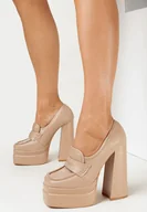 Czółenka - Beżowe Czółenka na Wysokim Słupku i Platformie Avezi - miniaturka - grafika 1