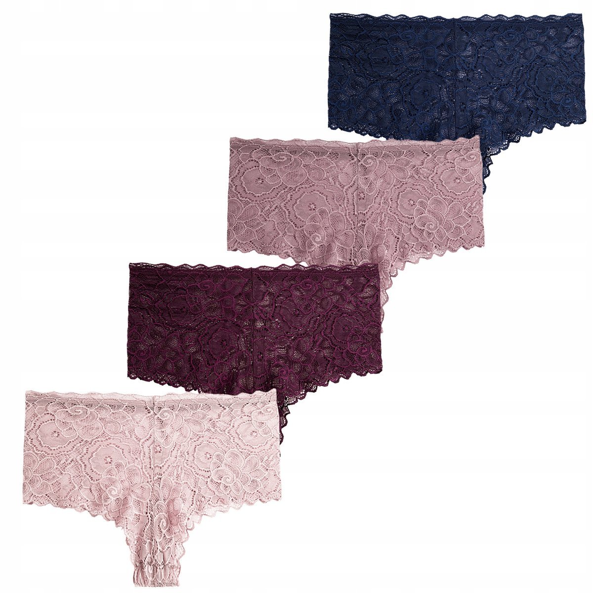 4X FIGI DAMSKIE KORONKOWE WYGODNE MAJTKI WYSOKI STAN SZORTY MORAJ M