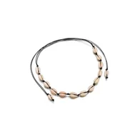 Naszyjniki - Naszyjnik typu choker z białymi muszlami - Czarny - miniaturka - grafika 1