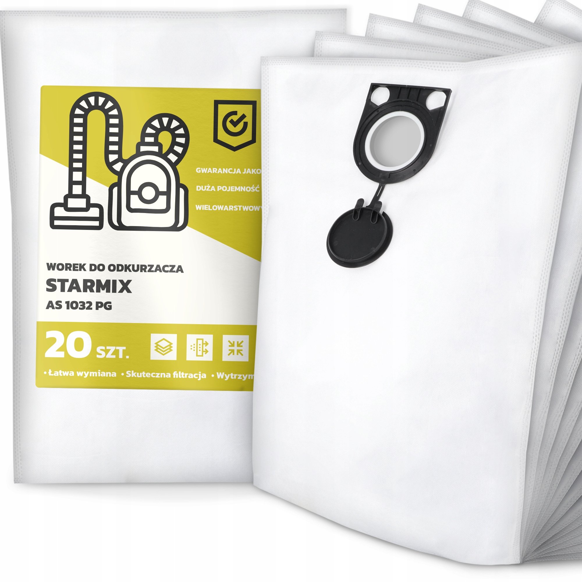 20x Worek do Odkurzacza Starmix As 1032 Pg Syntetyczny Pojemny Mocny G9