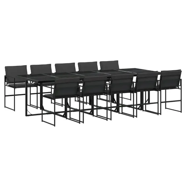 Zestaw mebli ogrodowych czarny, stół 275x107x72 cm, krzesło 50,5x51x81,5
